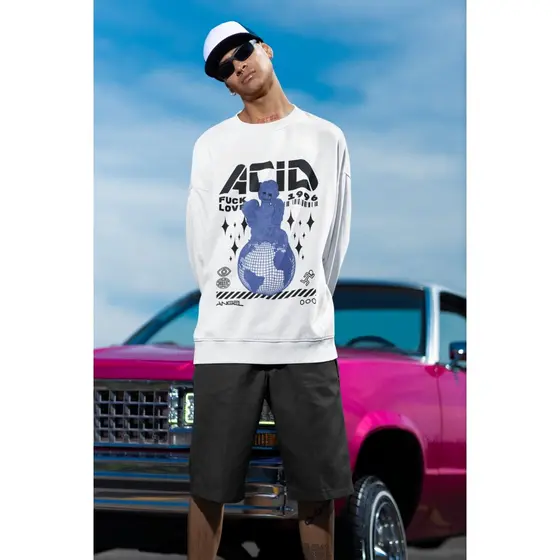 Moletom Careca Unissex ´´Acid´´ Blusa de Frio Feminina Masculina- oversized stretwear