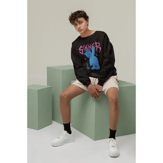 Moletom Careca Unissex ´´Sinner´´ Blusa de Frio- Gato- Feminina Masculina- oversized stretwear