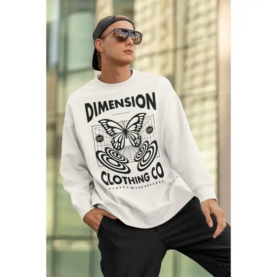 Moletom Careca ``Dimension Clothing´´ Unissex Blusa de Frio Feminina Masculina-borboleta- oversized stretwear