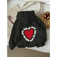 Moletom Unisex casual de manga comprida com estampa gráfica "You Loved You" - Preto, poliéster, gola redonda, conforto o