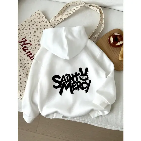 Moletom Casual Unisex com Capuz - Estampa de Desenho Animado em Letras Marcantes, Cordão Ajustável, Confortável para Out