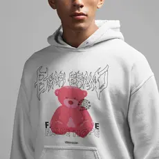 Moletom com capuz estampado gráfico ``Brad Band´´ e cordão, blusa de moletom casual Unisex no inverno e outono