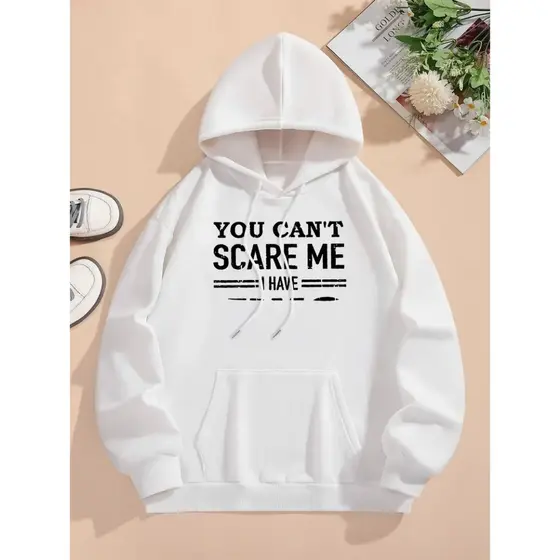 Moletom com capuz estampada, camisola casual com cordão, adequada para inverno e outono, 4S feminino.
