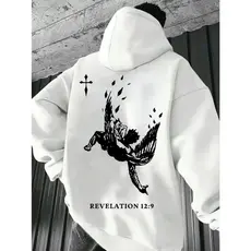 Moletom com capuz estampada de desenhos animados para outono e inverno masculino, versátil casual desportiva.