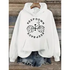 Moletom com capuz estampado gráfico ``Keep Down´´ e cordão, blusa de moletom casual Unisex no inverno e outono