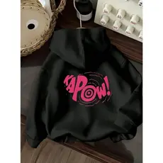 Moletom Unisex estampado gráfico e cordão, blusa de moletom casual para mulheres no inverno e outono
