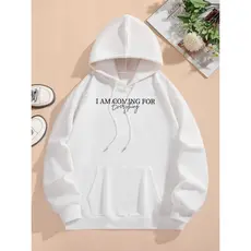 Moletom com Capuz Unisex com Estampa de Letras - Moletom Casual Aconchegante para Outono e Inverno com Cordão, Design "E