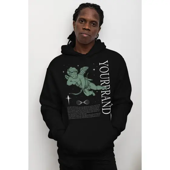 Moletom com capuz estampado gráfico ``Yourbrand´´ e cordão, blusa de moletom casual Unisex no inverno e outono