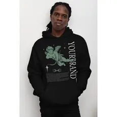 Moletom com capuz estampado gráfico ``Yourbrand´´ e cordão, blusa de moletom casual Unisex no inverno e outono