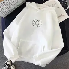 Blusa Moletom De Frio Canguru Algodão Unissex Com Capuz Estampa Emoticon