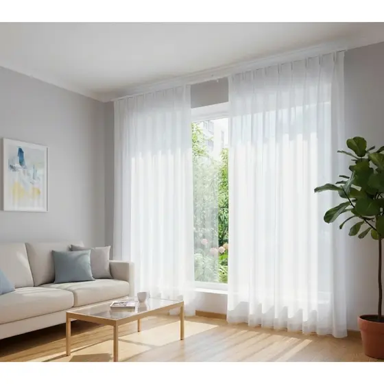 Cortina Trilho Suíço 4,00x2,80 Tecido Voil Sala Ou Quarto Luxo