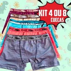 Kit 4 ou 8 Cueca Boxer Box Infantil Menino Microfibra Lisa e Estampada Variadas Conforto