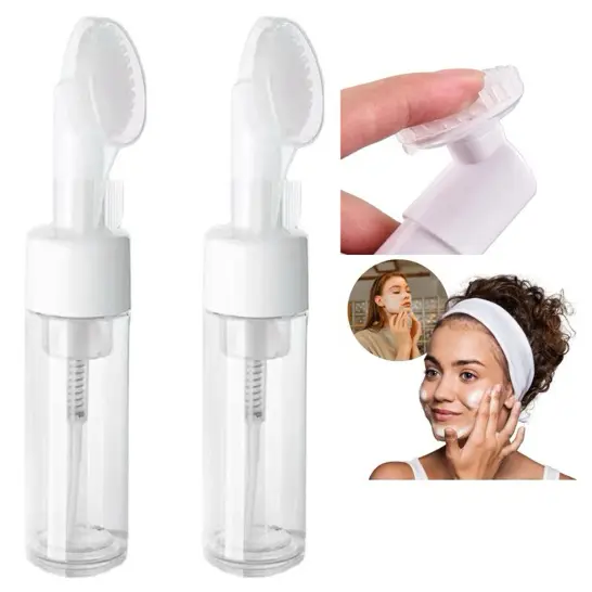 Frascos Pump Espumador Transparente Com Escova Limpeza Facial Rosto Skin Care