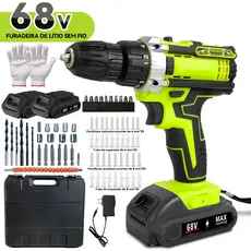 68V Furadeira Elétrica KIT Chave Fenda Eelétrica Sem Fio De Dupla Velocidade Com Bateria De 2 lítio