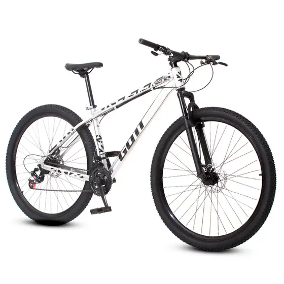 Bicicleta aro 29 Alumínio Prata e Preto Gott Mappa1 Freios a Disco Suspensão 21v