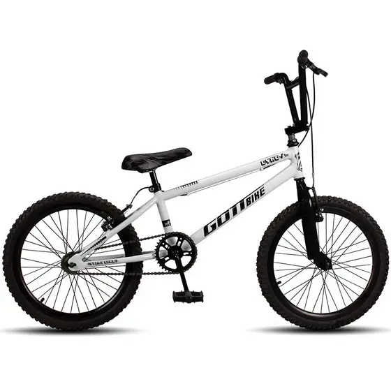 Bicicleta Infantil Aro 20 Bmx Freio V-Brake Branco e Preto Gottbike