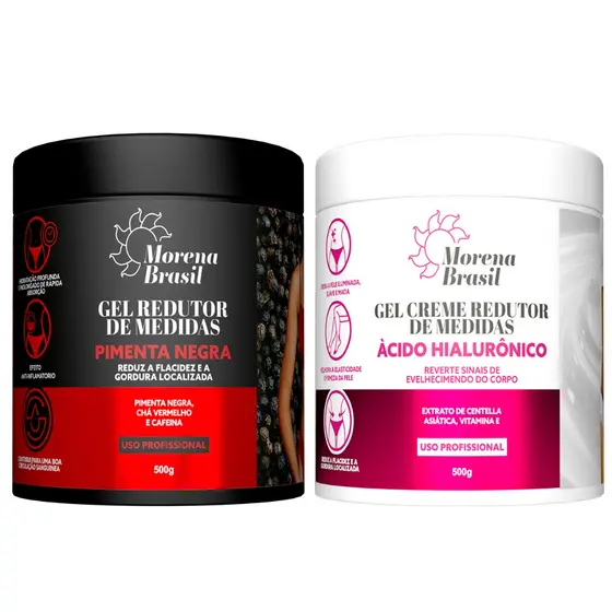 Kit 2X Gel de Massagem Corporal Morena Brasil | Pimenta Negra + Ácido Hialurônico