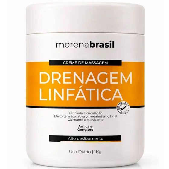 Creme De Massagem Drenagem Linfática – Morena Brasil | 1Kg - Estimula A Circulação Sanguínea E Linfática 🧡🧡🧡