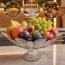 Fruteira De Vidro Saladeira Centro de Mesa Vidro Com Pé 37cm Multiuso