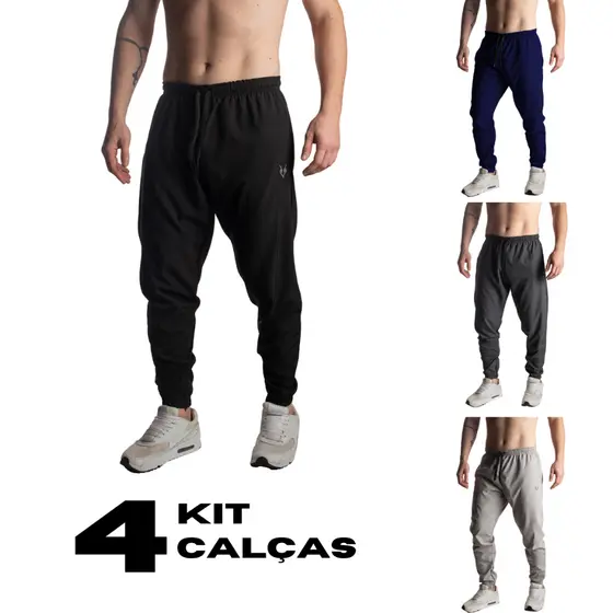Kit 4 Cal莽as Jogger Academia Tactel  Ajuste Perfeito Conforto e Estilo para Seus Treinos
