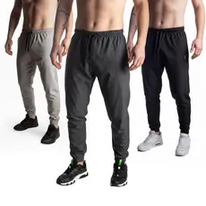 Kit 3 calças Jogger Masculina Tactel com Elastano Logo Refletivo e Elástico no Punho