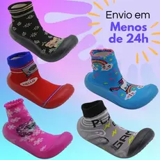 Meia Bebê com Sola Emborrachada Cano Alto Confortável Antiderrapante Cheirinho de Bebê