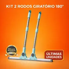 🔥 Kit 2 Rodos Giratório 180°Tender Trove Silicone Premium Cabo 1,22m Multiuso Piso Vidro Box Tapete