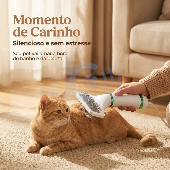 Escova Pet Secadora Elétrica para Secar e Remover Pelos de Gato e Cachorro Envio Rápido
