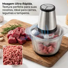 Moedor Triturador Processador SEM ALÇA Elétrico 2L/3L Alimentos Carnes Legumes Aço Inox Multifuncional 110V/220V