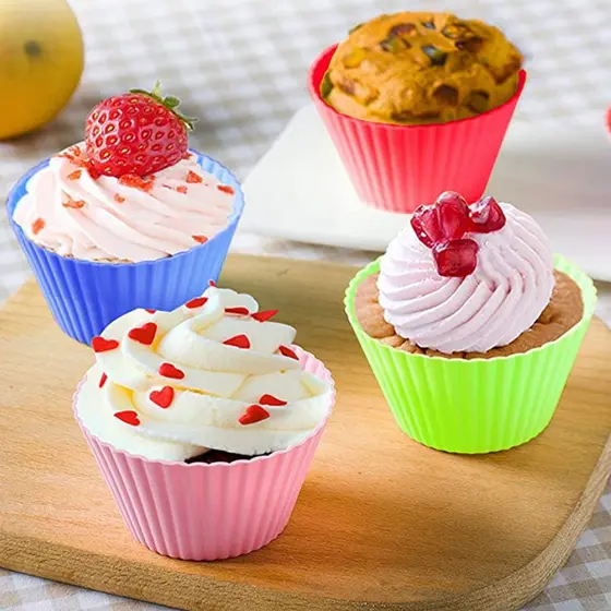 12pcs/kit De Forminhas Forma Molde De Silicone Para Bolos Muffin Redondo Cozinha Ferramenta Decoração De Diy