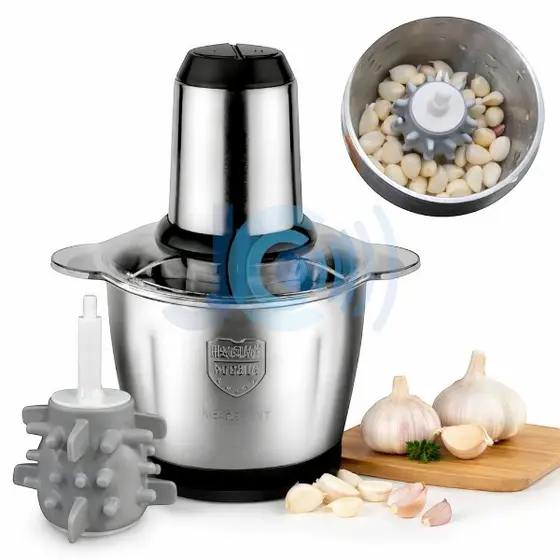 Moedor Elétrico SEM ALÇA 2L/3L Triturador de Carne e Temperos Inox + Descascador de Alho de silicone ENVIO IMEDIATO