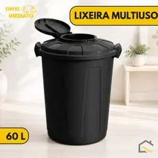 Cesto Balde de Lixo Lixeira 60L com Tampa Higiênica e Trava Multiuso para Escolas Prédios e Escritórios