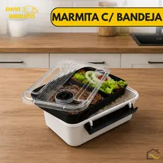 Marmita Plástica 800ml com Bandeja e Tampa Hermética