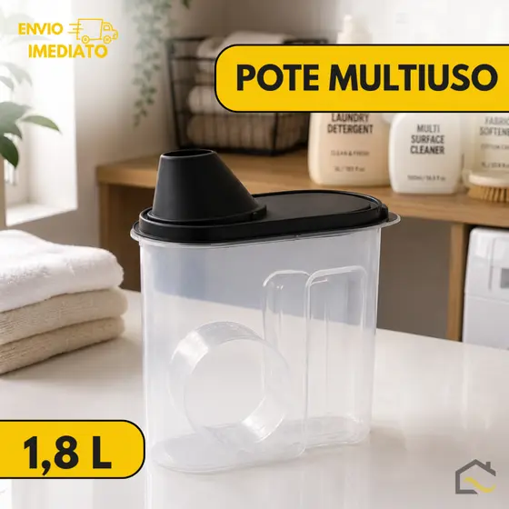 Jarra Multiuso Porta Sabão Organizador com Medidor - Resistente 1,7 Litros