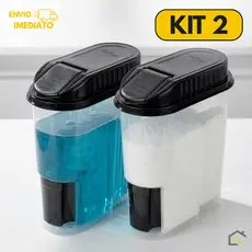 Kit 2 Porta Sabão em Pó com Copo Dosador Suporta 2kg Organizador