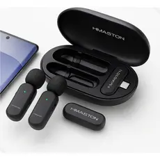 Microfone Lapela Sem Fio Profissional Tipo C H'maston Mk08 Para Vídeos Lives Entrevistas Gravação