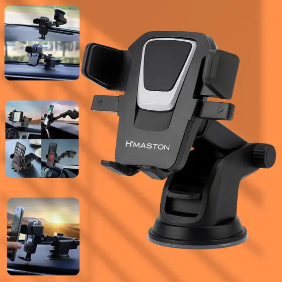 Suporte Veicular H’maston CJ-02 360° Universal – Trava Automática, Base Firme e Ajustável