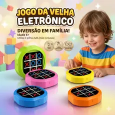 Jogo Da Velha Eletrônico Infantil Educativo Com Luz LED Recarregável USB Tipo C Portátil Crianças