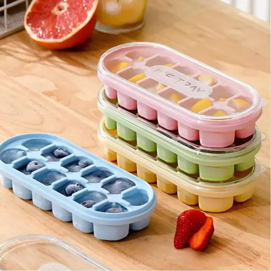 Forma De Gelo Silicone Com Tampa  Ecológicos 12 Repartições