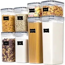 Kit 8 Conjunto de Potes Herméticos em Acrílico Cristal com Trava e Design Empilhável - Organizador para Mantimentos