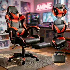 Cadeira Gamer Ergonômica Reclinável Tecido Respirável - Suporte 150kg, Apoio Lombar e Pés, Base Metálica