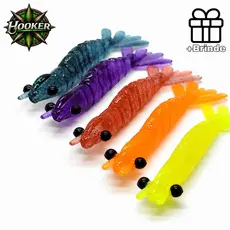 Kit 20 Camarões Artificial Soft Bait 6cm Isca Hooker