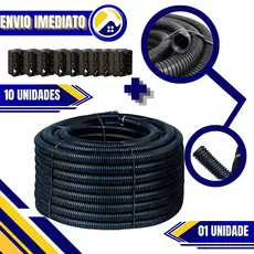 Kit Conduite Eletroduto Reforçado 3/4 x 50 Metros 25MM Preto/Cinza + 10 Cx 4x2 Para Paredes e Lajes