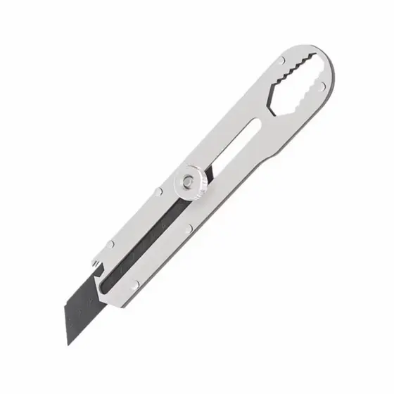 Estilete Profissional Aço Inox Maciço Com Trava De Segurança Multifuncional Chave 6 A 13mm
