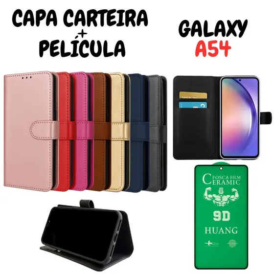 Capa Capinha Carteira Para Samsung Galaxy A54 + Película de Cerâmica