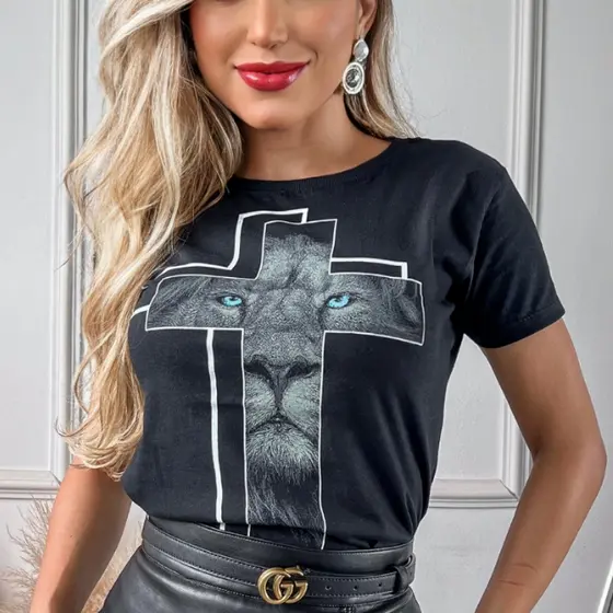 Blusa T-shirt Feminina Moda Evangélica Algodão Camisetas Confort