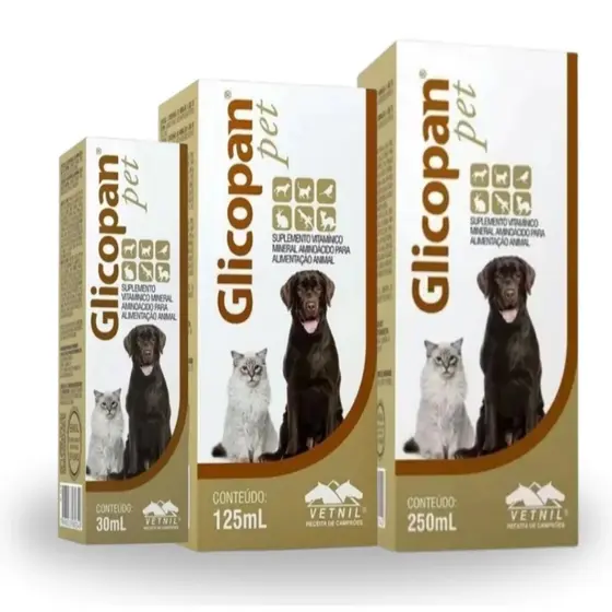 Glicopan Pet Suplemento Vitamínico Para Cães, Gatos, Aves, Roedores, Répteis e Mustelídeos