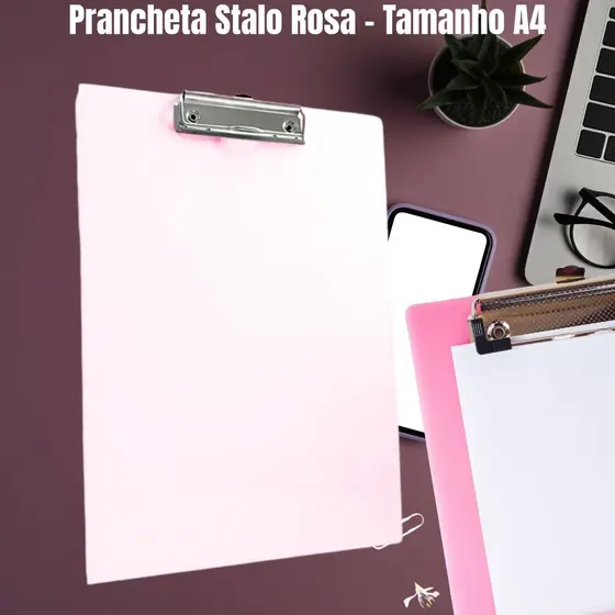 PRANCHETA ROSA STALO MDF TAMANHO A4 CLIP DE METAL , 1 UNI IDEAL PARA DOCUMENTOS ARQUIVOS FOLHA SULFITE