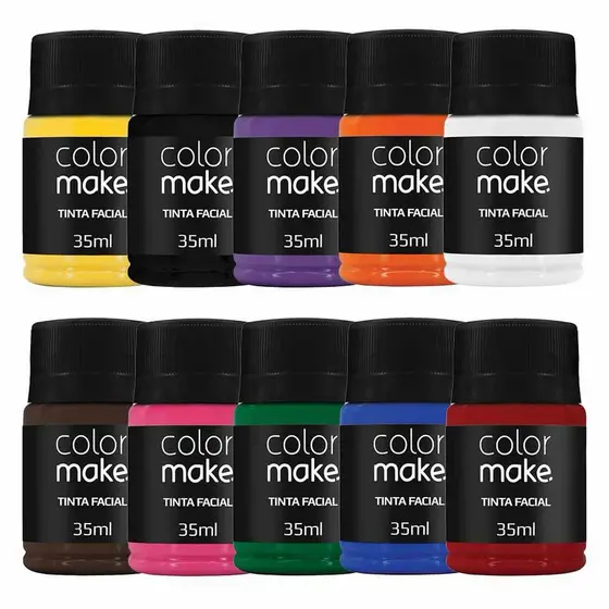 Maquiagem Líquida Tinta Facial 35ml Colormake à base de água, fácil de aplicar - Cores Vibrantes e Alta Pigmentação