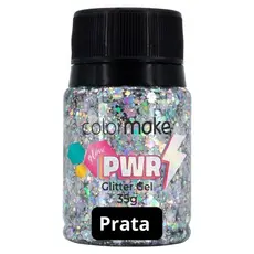 Glitter Gel Glow Power Prata 35g Carnaval - Colormake - ENVIO IMEDIATO FESTA BRILHO CARNAVAL